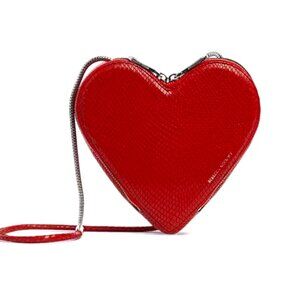 ❤️ Rebecca Minkoff Red Leather Embossed Heart Crossbody Bag Super Rare